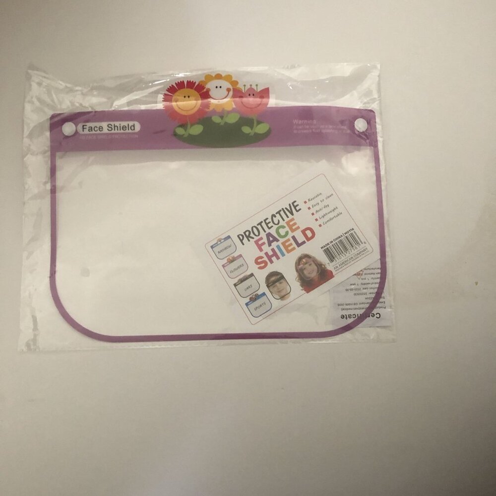 Girls Pink‎ Flower Design Protective Kid's Reusable Transparent Full Face Shield
